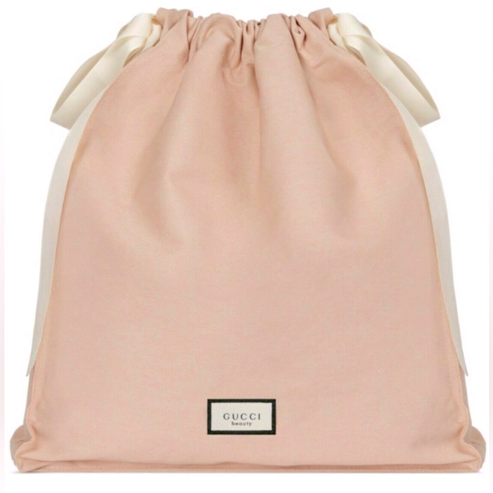 Gucci Beauty NEW LARGE Canvas Drawstring Cosmetic Makeup Toiletry Bag 14x11.5x3